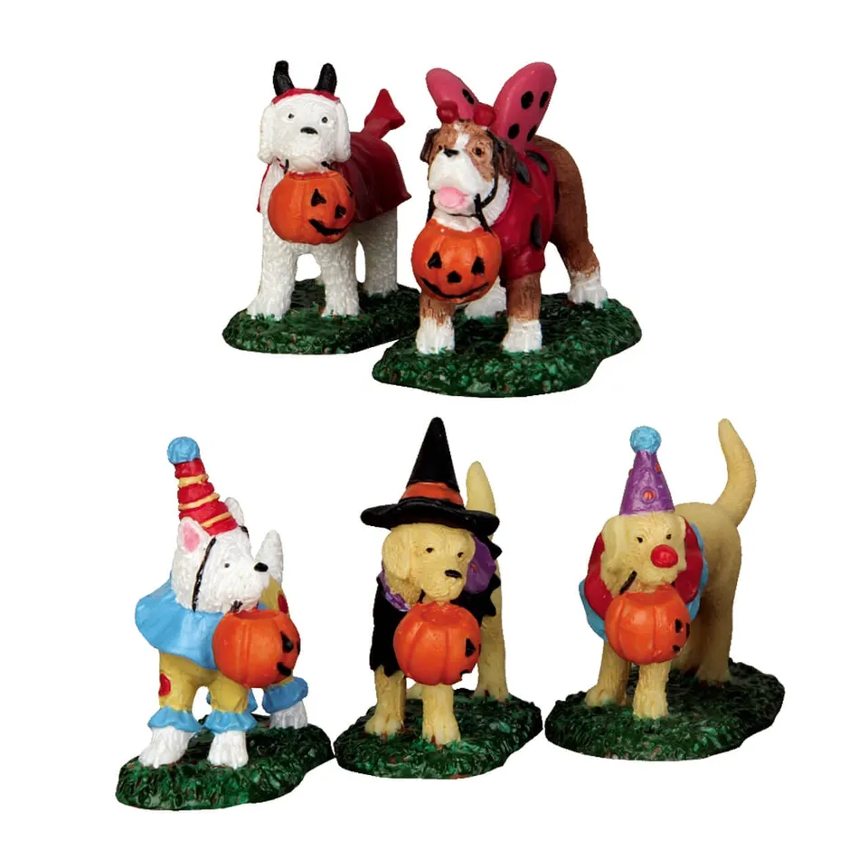 lemax-trick-or-treating-dogs-set-de-5-figurines-halloween image 1