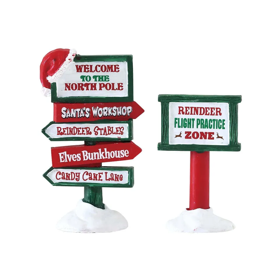 lemax-north-pole-signs-accessoires-panneaux-miniature-santa-s-wonderland image 1