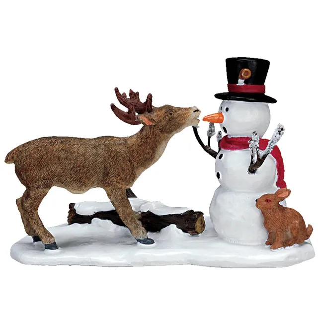 lemax-snack-time-bonhomme-de-neige-et-animaux-miniatures image 1