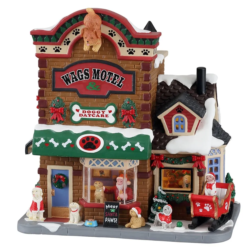 lemax-meet-santa-paws-maison-miniature-wags-motel-chiens image 1