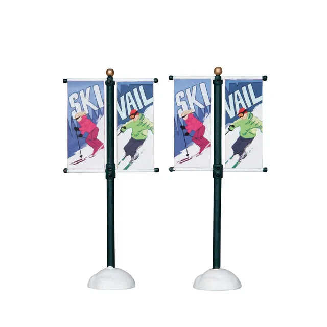 lemax-street-pole-banner-lot-de-2-accessoires-miniatures-vail-village image 1