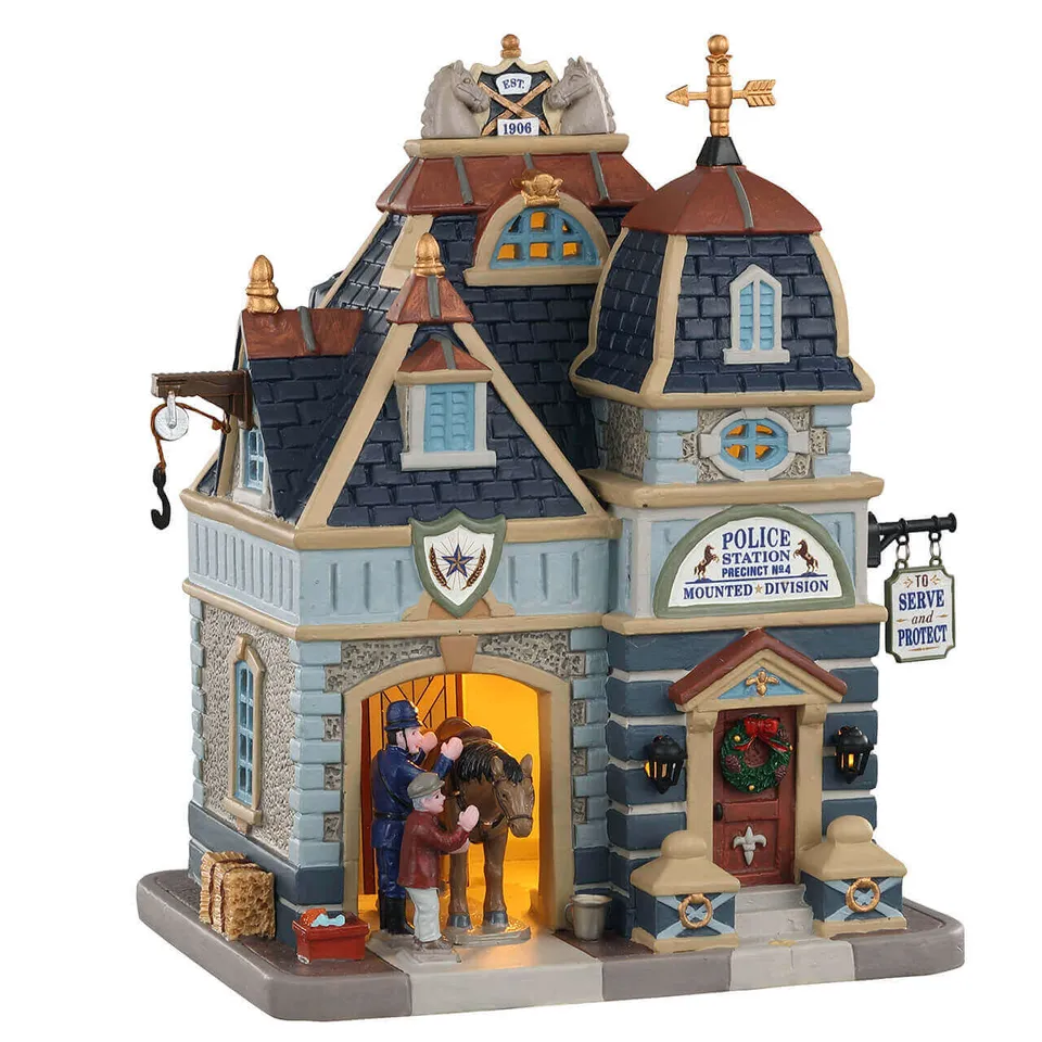 lemax-mounted-division-police-b-timent-miniature-caddington-village image 1