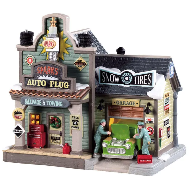 lemax-spark-s-auto-plug-garage-miniature-village-lumineux image 1