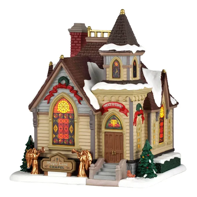 lemax-maple-lane-chapel-chapelle-miniature-illumin-e-harvest-crossing image 1