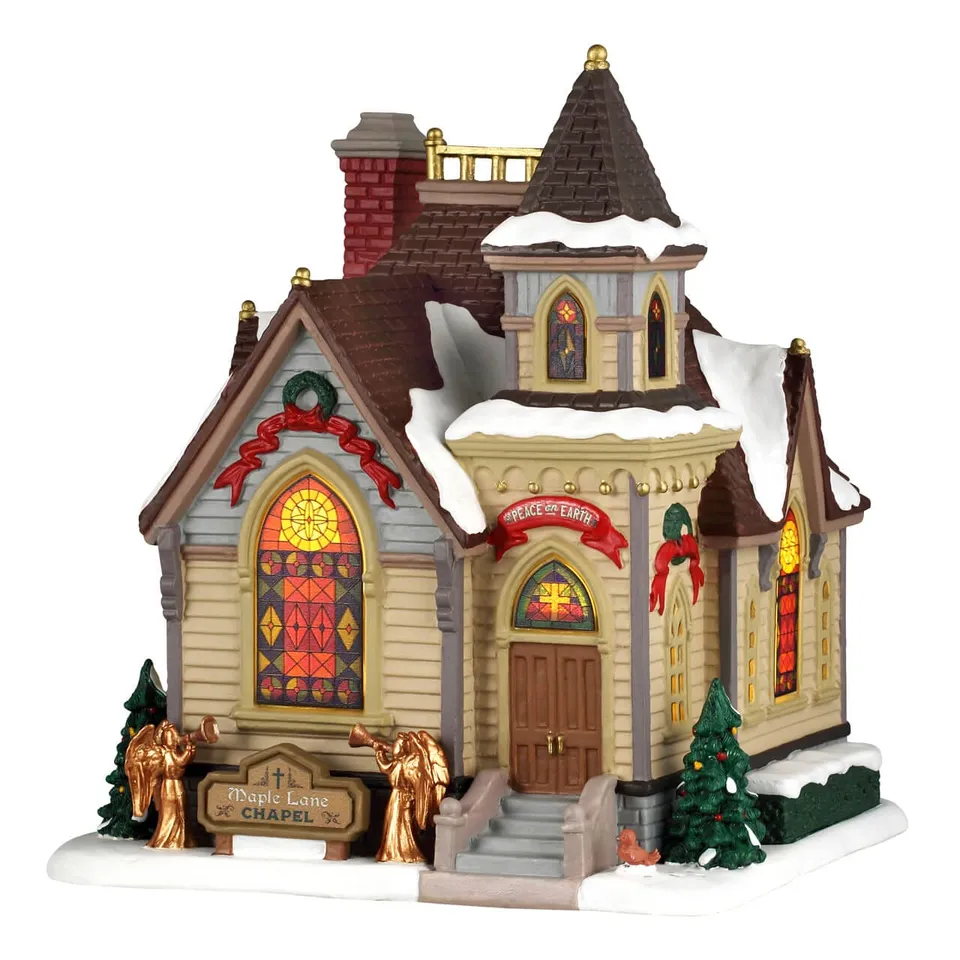 lemax-maple-lane-chapel-chapelle-miniature-illumin-e-harvest-crossing image 1