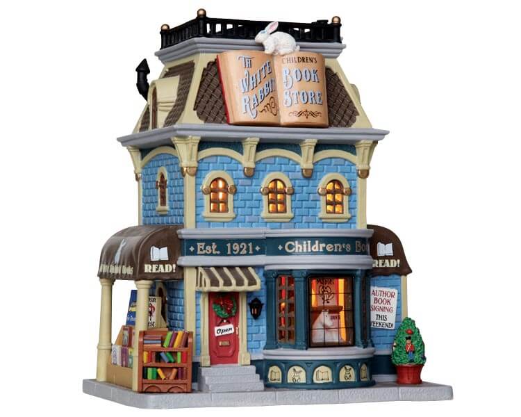 lemax-white-rabbit-book-store-librairie-miniature-village image 1