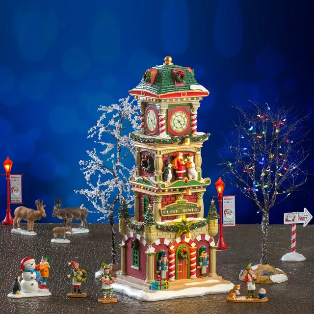 lemax-the-village-square-clock-tower-set-santa-s-wonderland image 1