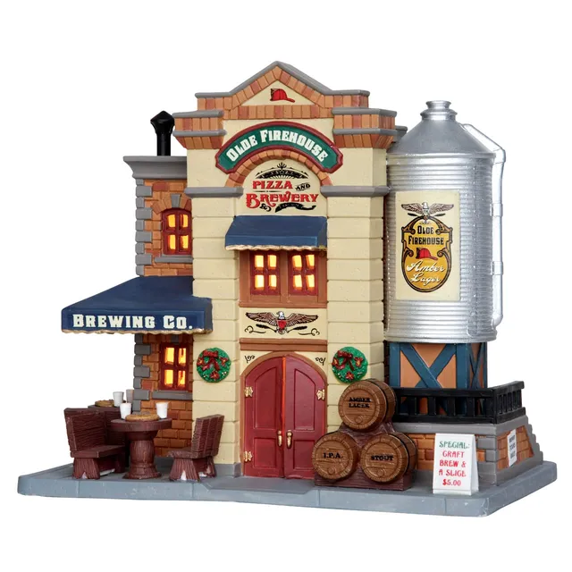 lemax-olde-firehouse-pizza-brewery-b-timent-miniature-village-de-no-l image 1