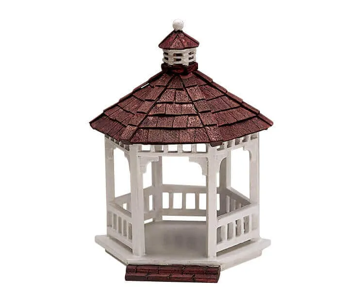 lemax-wooden-gazebo-round-kiosque-rond-miniature-en-bois image 1