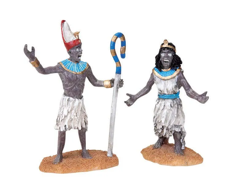 lemax-pharaoh-and-queen-figurines-miniatures-gyptiennes-halloween image 1