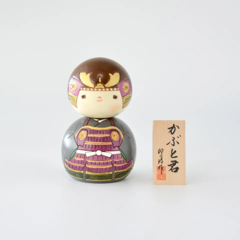 usaburo-kokeshi-kabuto-kun-helmet-boy-10-5-cm image 1