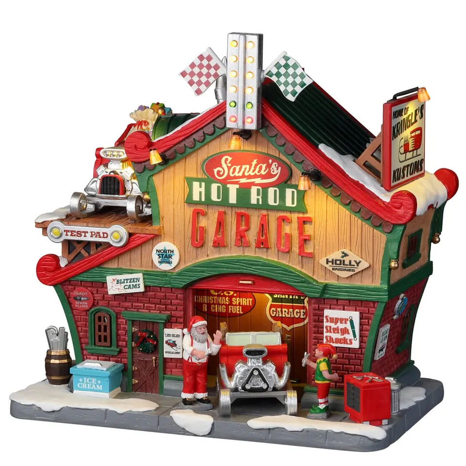 lemax-santa-s-hot-rod-garage-b-timent-miniature-santa-s-wonderland image 1