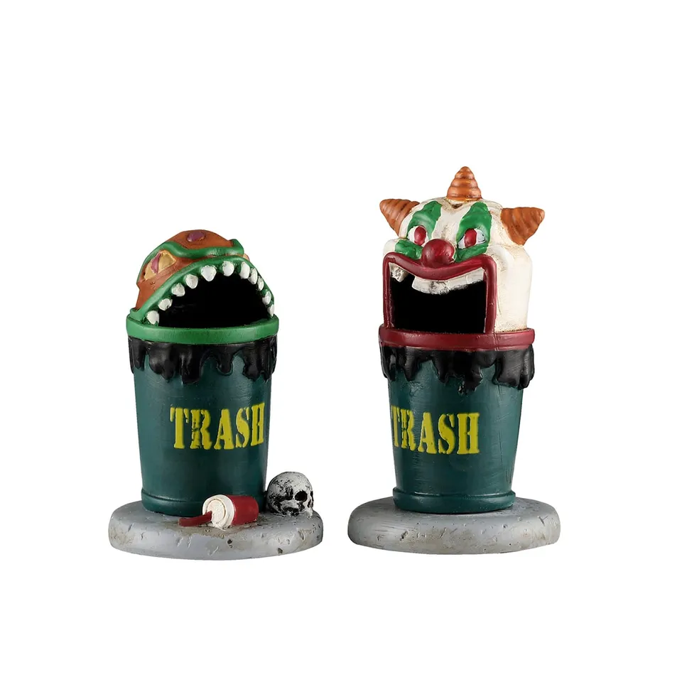 lemax-terrifying-trash-cans-figurine-miniature-spooky-town image 1