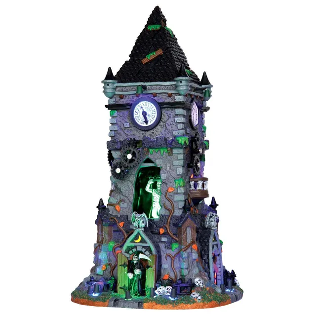 lemax-spooky-town-haunted-clock-tower-tour-horloge-hant-e-anim-e image 1
