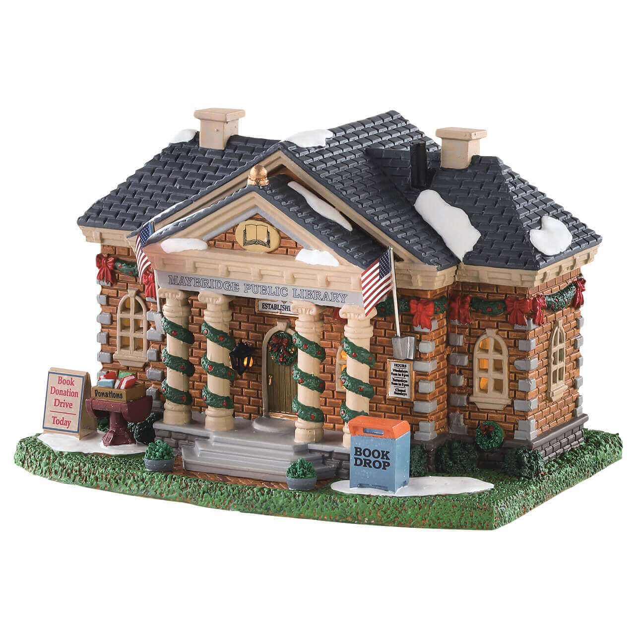lemax-maybridge-public-library-b-timent-miniature-de-village-de-collection image 1