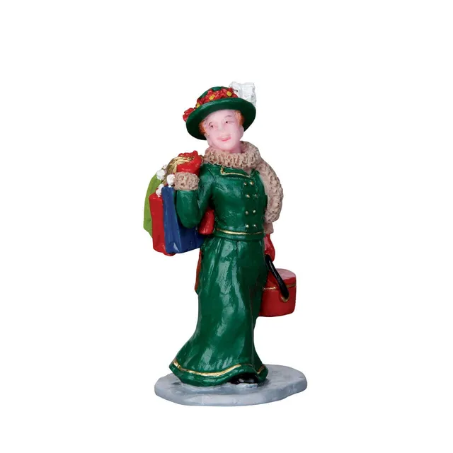 lemax-vintage-jolly-holiday-shopper-figurine-miniature-acheteuse-no-l image 1