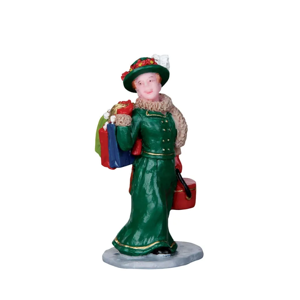 lemax-vintage-jolly-holiday-shopper-figurine-miniature-acheteuse-no-l image 1