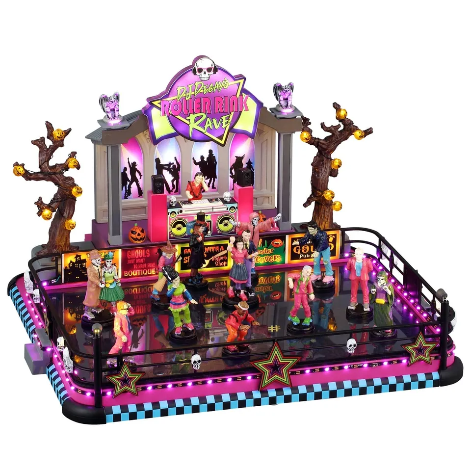 lemax-dj-decay-s-roller-rink-rave-spooky-town-sc-ne-son-et-lumi-re-anim-e image 1
