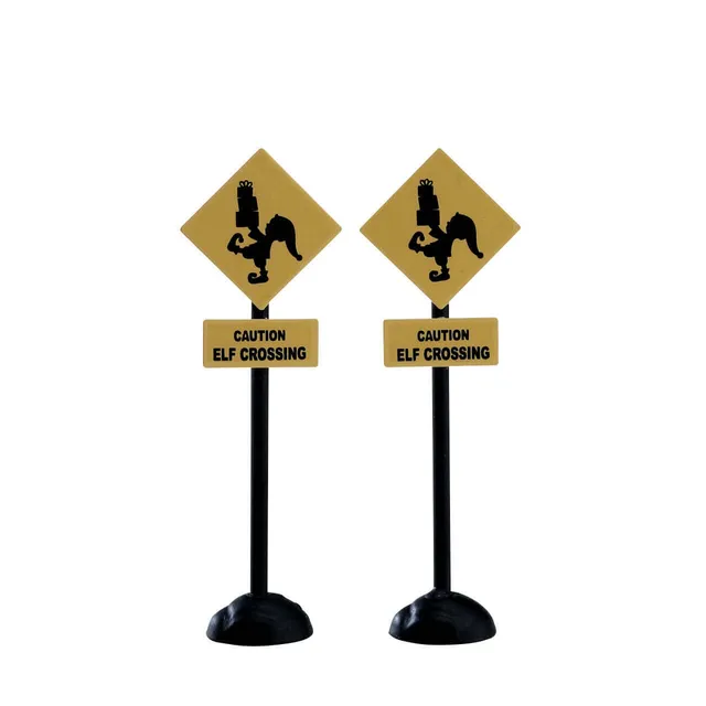 lemax-general-products-elf-crossing-sign-set-de-2-panneaux-elfes-miniature image 1