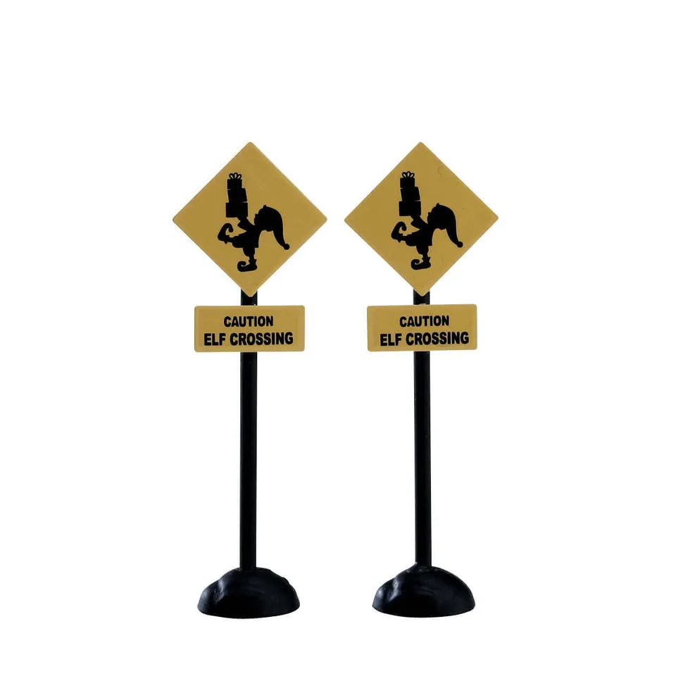lemax-general-products-elf-crossing-sign-set-de-2-panneaux-elfes-miniature image 1