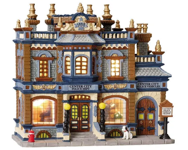 lemax-center-city-police-station-b-timent-miniature-lumineux image 1