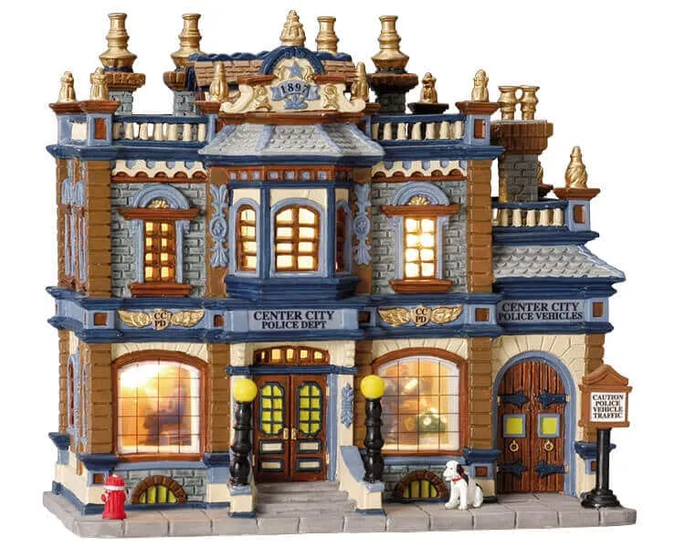 lemax-center-city-police-station-b-timent-miniature-lumineux image 1