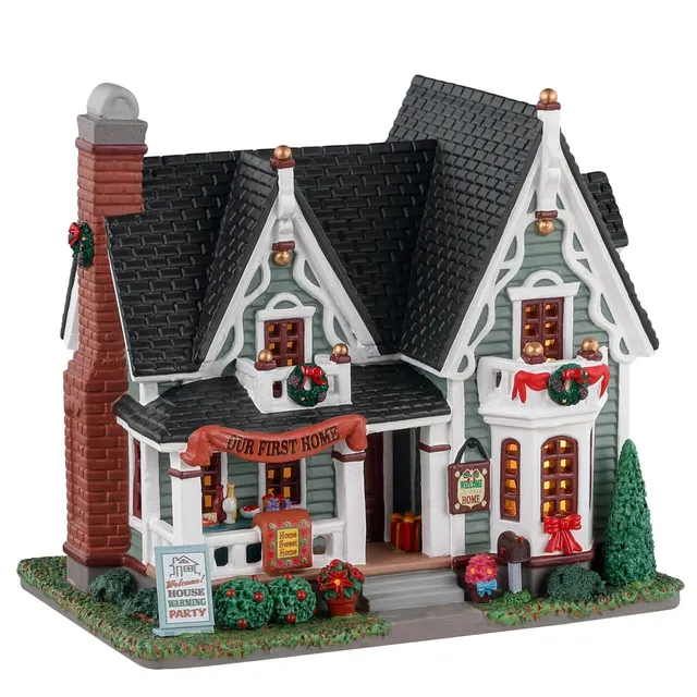 lemax-house-warming-miniature-cottage-f-te-village-de-no-l image 1