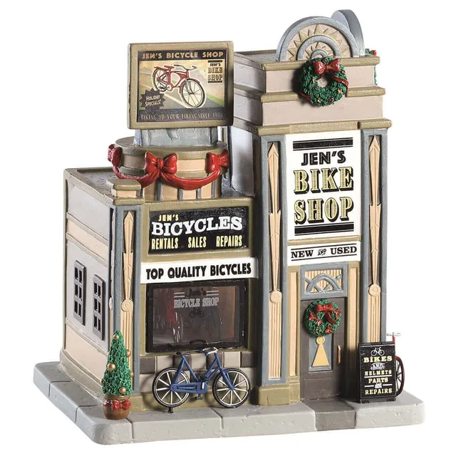 lemax-jens-bike-shop-boutique-miniature-de-village image 1