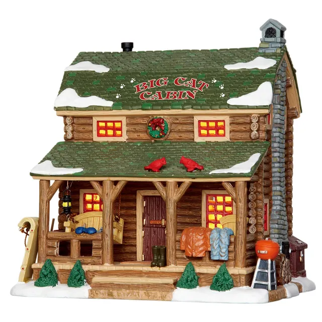 lemax-big-cat-cabin-cabane-miniature-village image 1