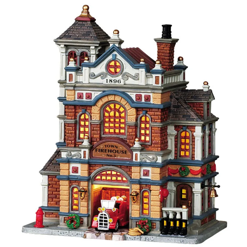 lemax-town-firehouse-no-3-b-timent-caserne-de-pompiers-miniature image 1