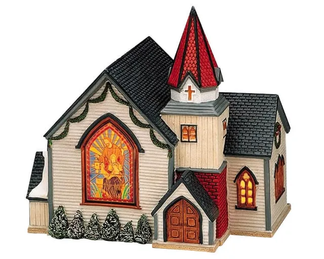 lemax-st-luke-s-church-glise-miniature-lumineuse-pour-village-de-no-l image 1