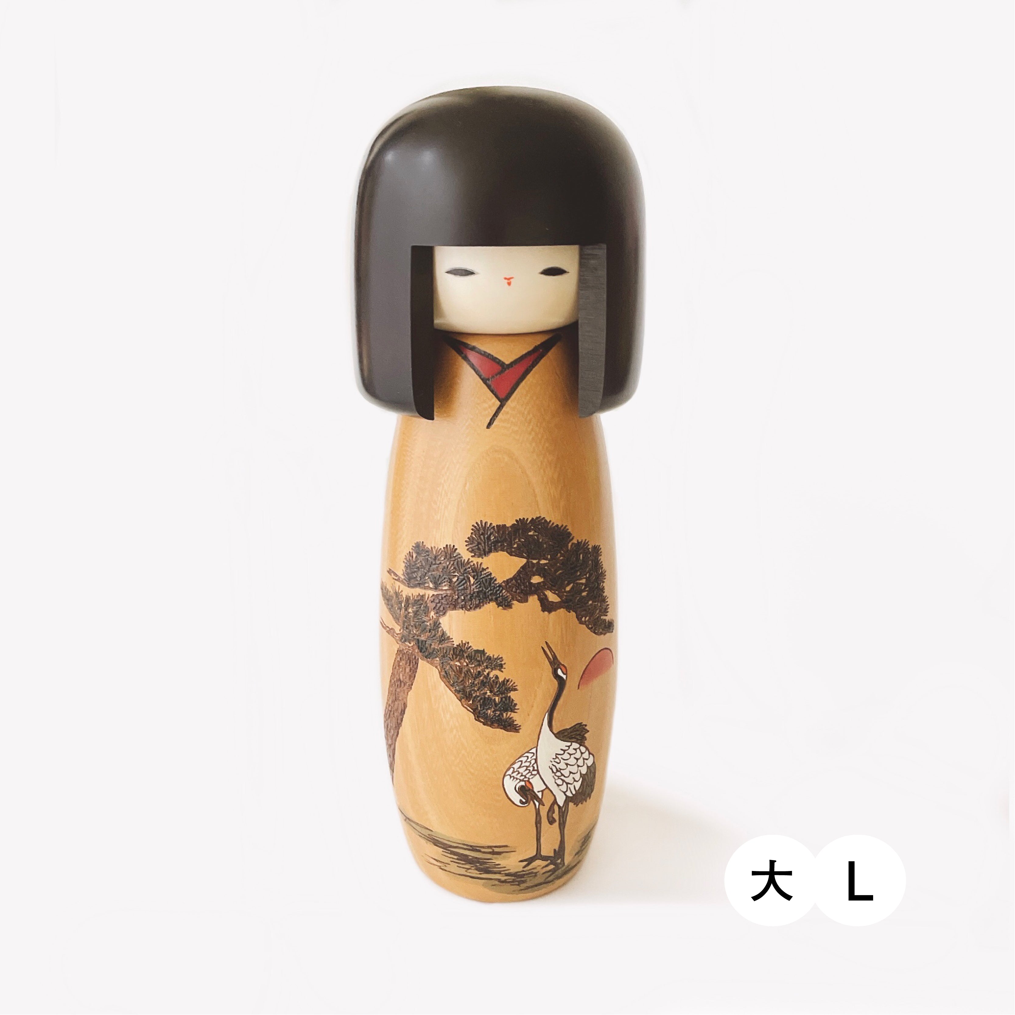 usaburo-kokeshi-meoto-tsuru-couple-grues-figurine-artisanale-26-31-cm image 2