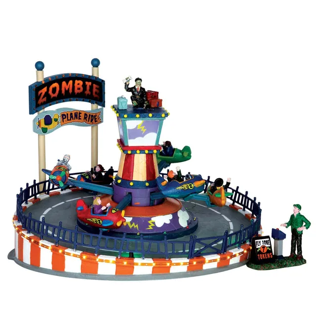 lemax-zombie-plane-ride-man-ge-anim-lumineux-spooky-town image 1
