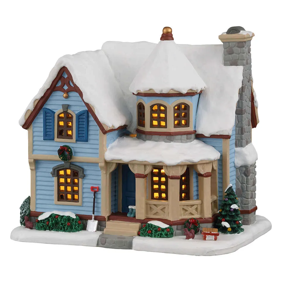lemax-snow-day-at-the-wilson-s-house-maison-de-no-l-bleue-enneig-e-illumin-e image 1