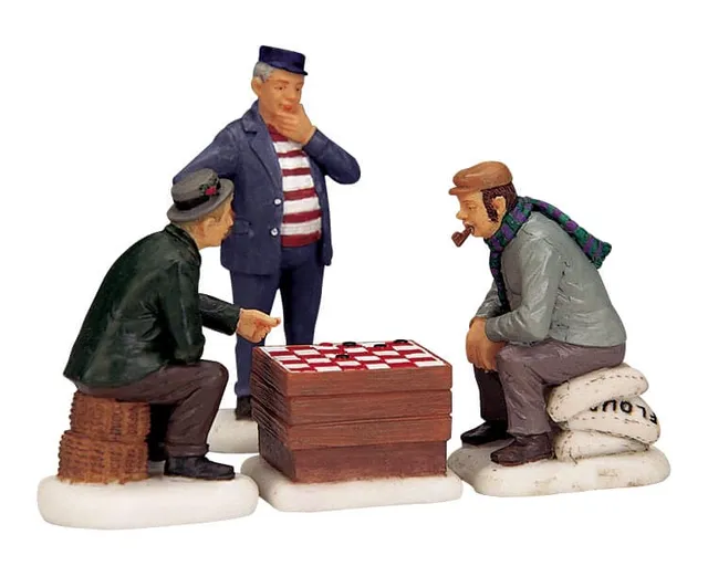 lemax-playing-checkers-figurine-miniature-general-products image 1