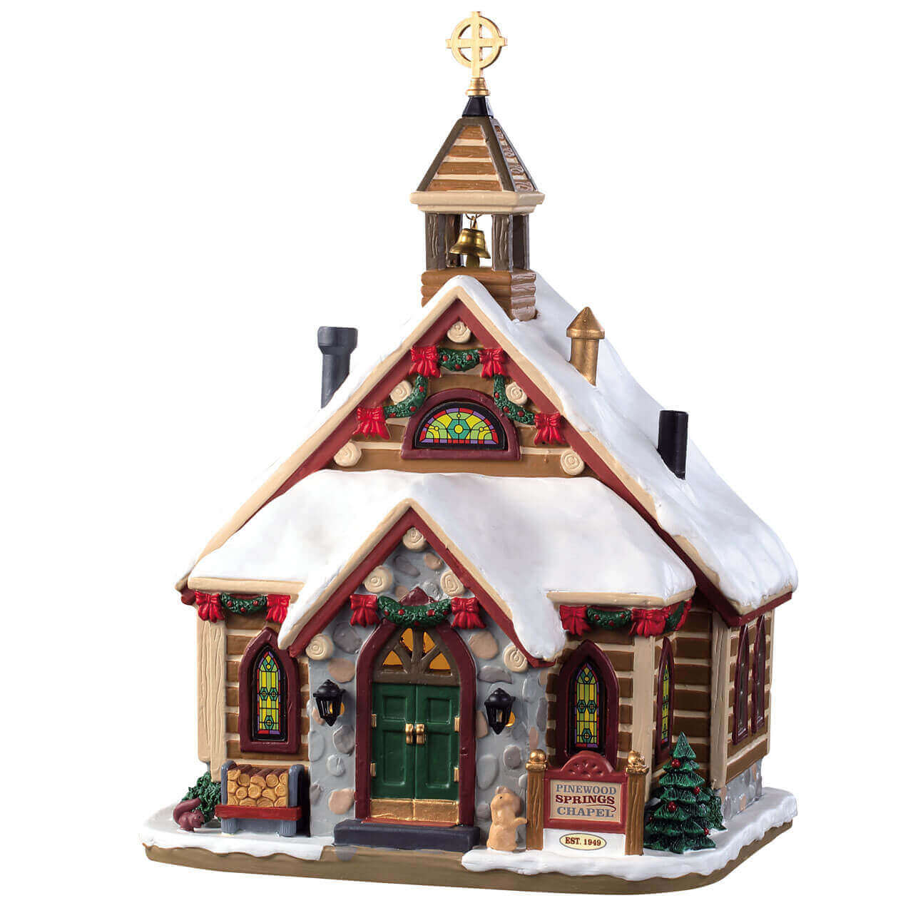 lemax-pinewood-springs-chapel-chapelle-miniature-lumineuse image 1