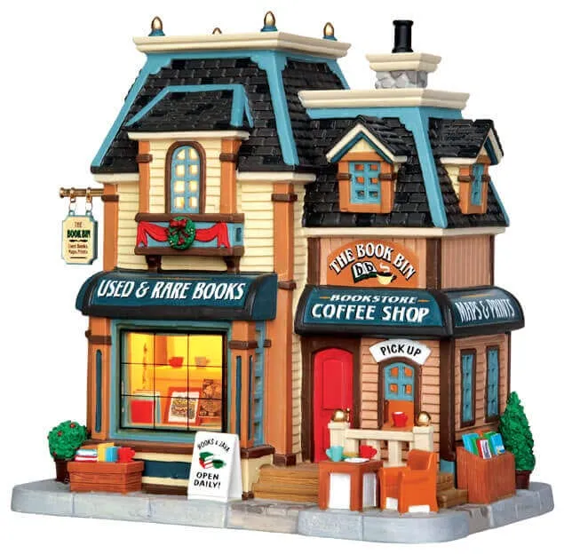 lemax-the-book-bin-librairie-village-miniature-illumin-e image 1