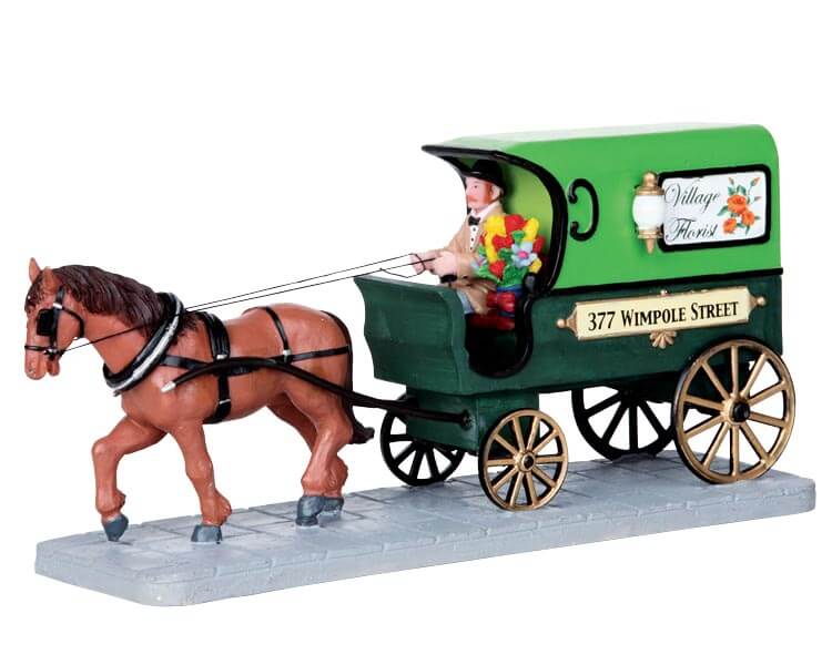 lemax-florist-delivery-wagon-chariot-fleuriste-miniature-clair image 1