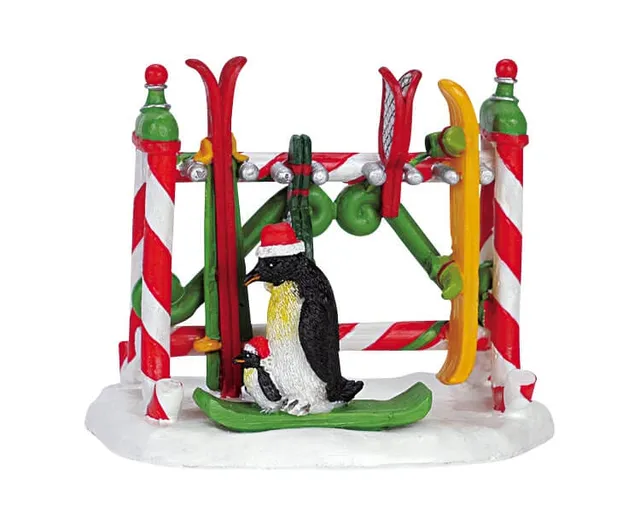 lemax-north-pole-ski-rack-porte-skis-miniature-de-collection image 1
