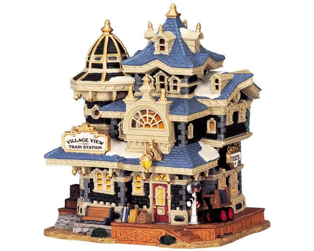 lemax-village-view-train-station-b-timent-miniature-lumineux image 1