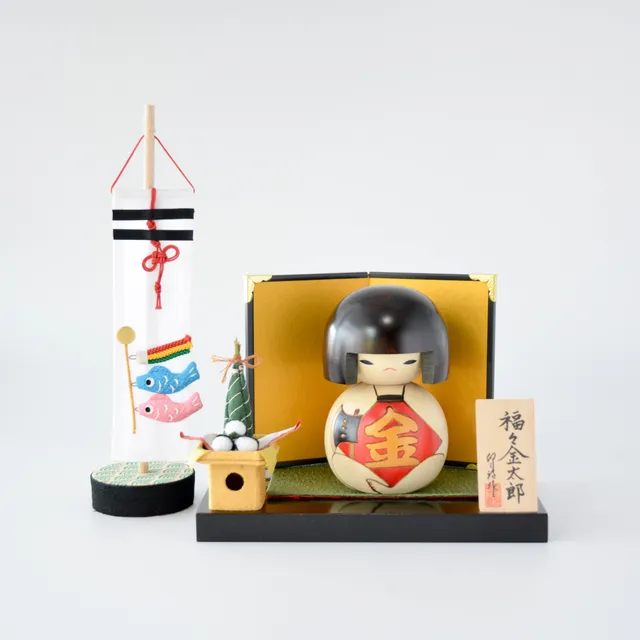 usaburo-kokeshi-fuku-buku-kintaro-gar-on-chanceux-set-65-x-65-x-110-mm image 1