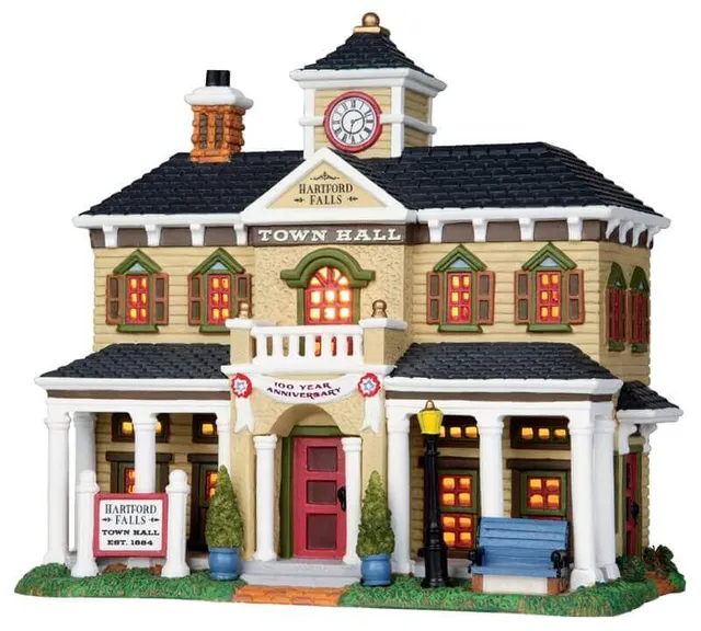 lemax-hartford-falls-town-hall-mairie-miniature-village image 1