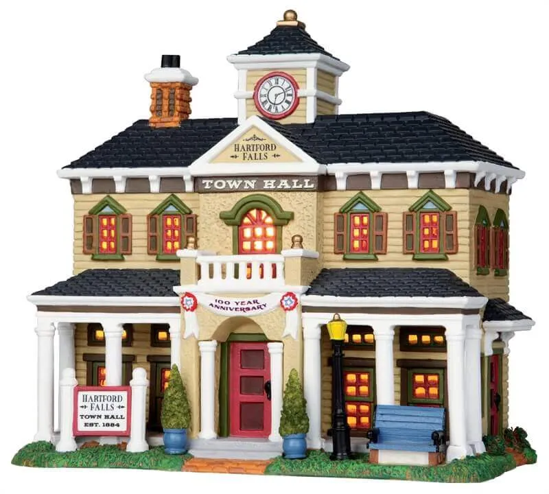 lemax-hartford-falls-town-hall-mairie-miniature-village image 1