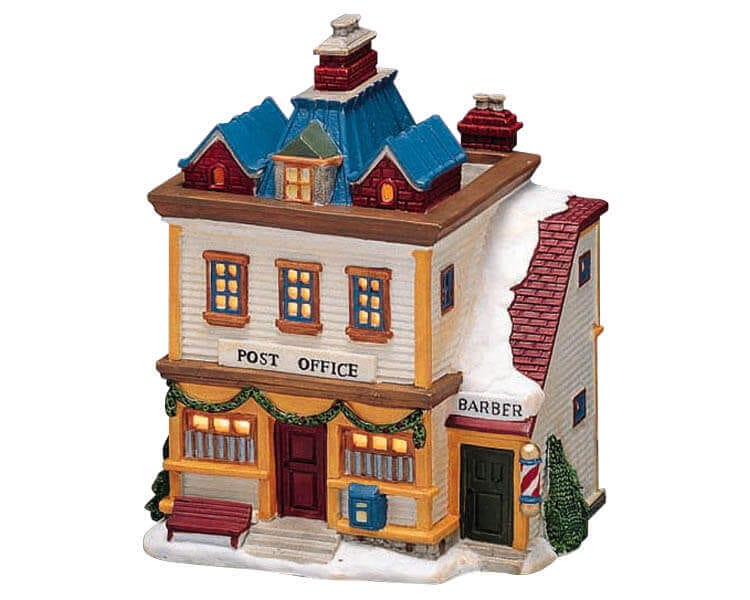 lemax-new-blue-top-post-office-bureau-de-poste-miniature-illumin image 1
