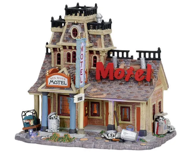 lemax-spooky-town-red-river-motel-b-timent-miniature-hant image 1