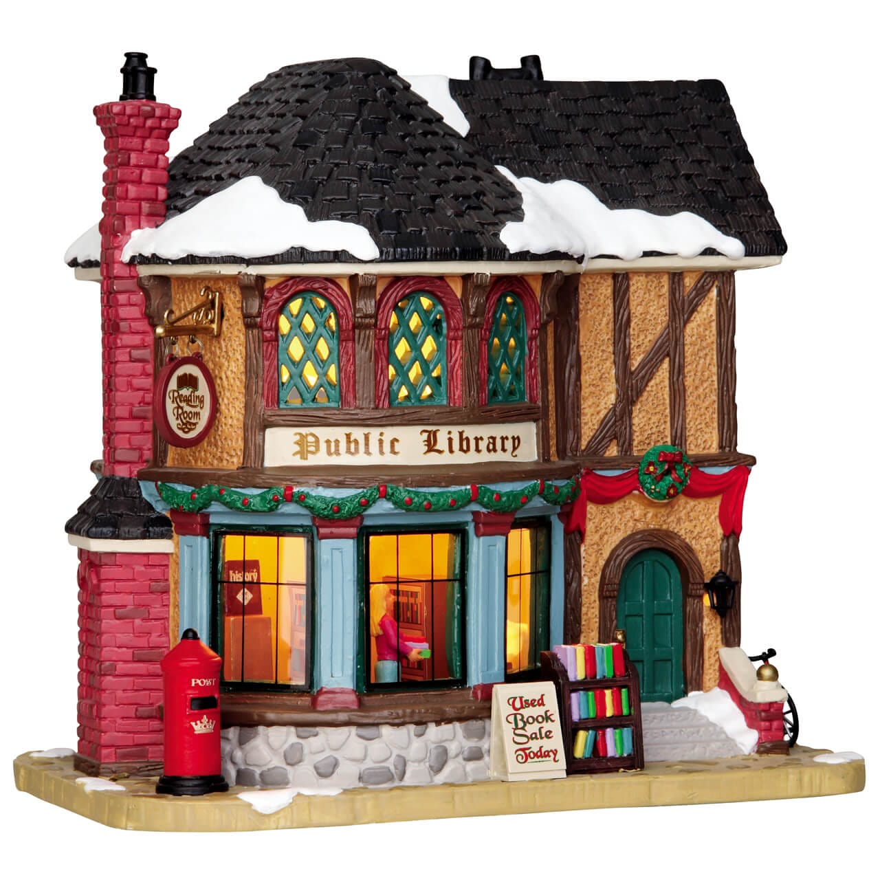 lemax-public-library-b-timent-miniature-de-village-de-collection image 1