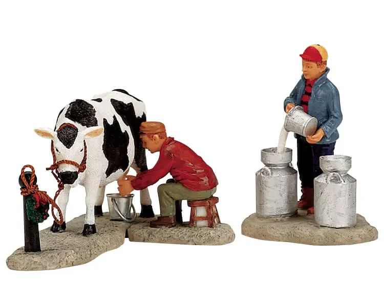 lemax-milking-chores-figurine-ferme-miniature image 1
