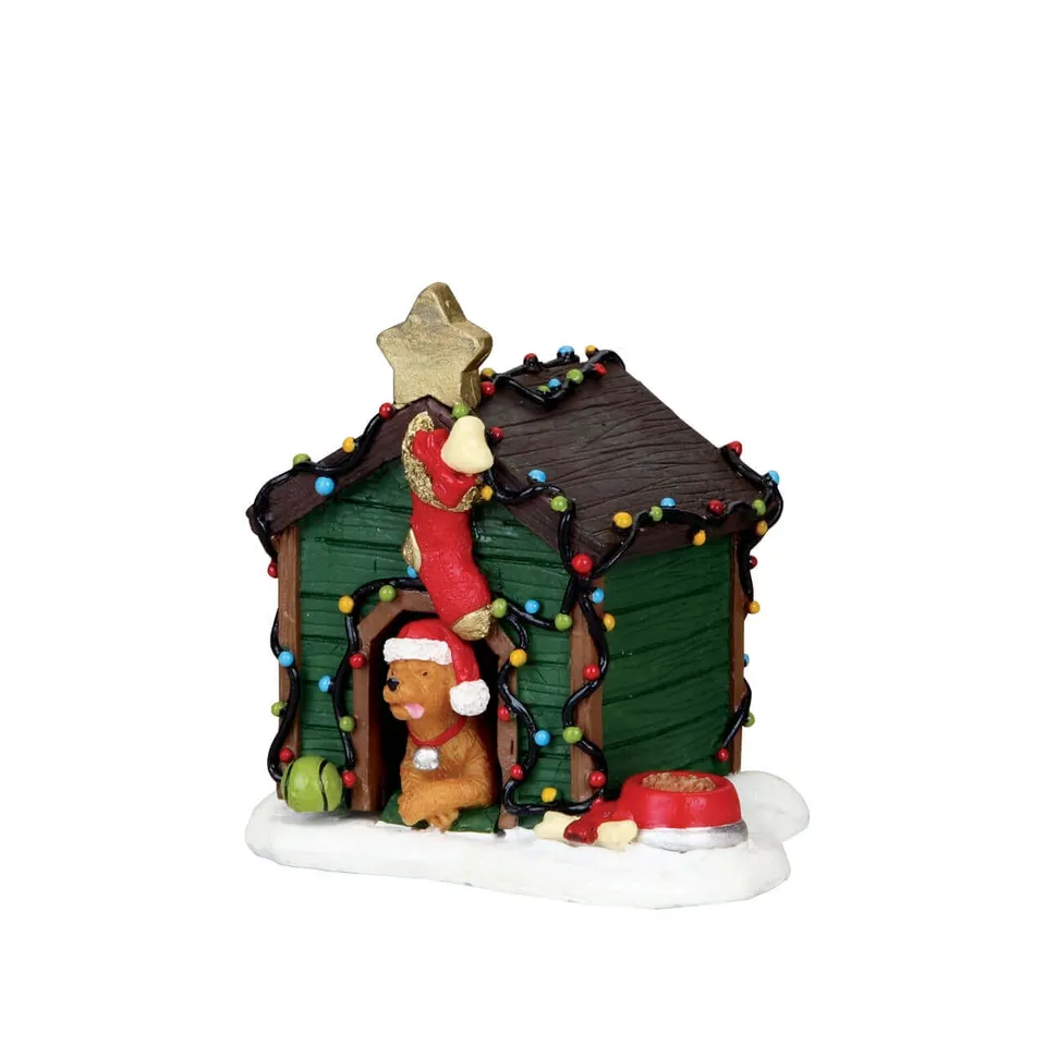 lemax-decorated-light-doghouse-niche-lumineuse-pour-chien-vail-village image 1