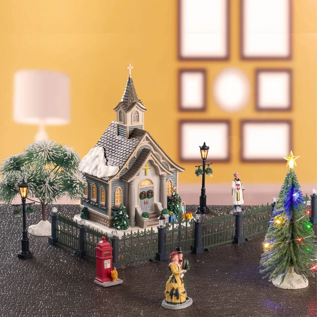 lemax-caddington-small-town-church-set-glise-de-village-miniature image 1
