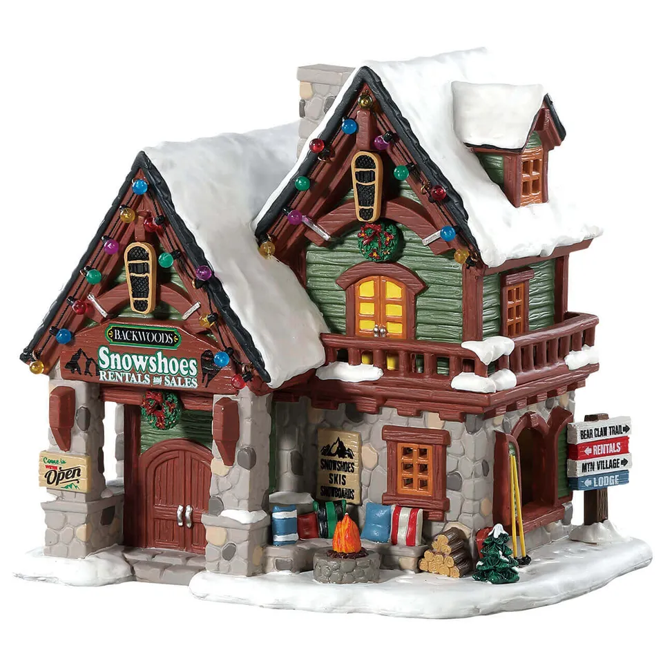 lemax-backwoods-snowshoe-rental-shop-maison-lumineuse-de-no-l image 1